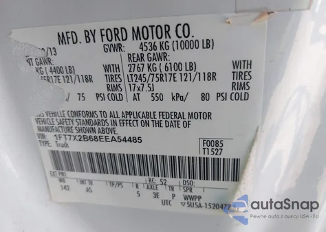 2014 Ford F-250 Xl z USA, uszkodzony, nr VIN 1FT7X2B68EEA54485